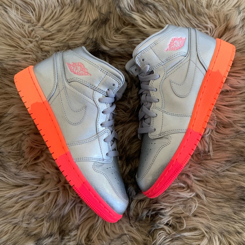 Air Jordan 1 mid Silver Sunrise orange pink 5.5 7